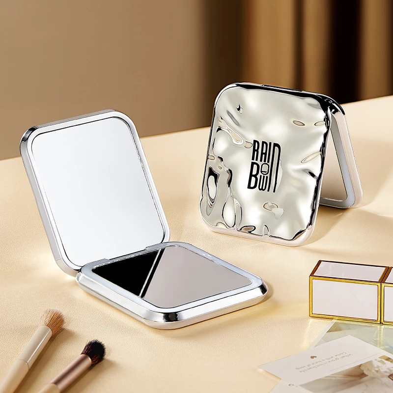 LED双面小镜子女随身便携带化妆镜精致男士口袋折叠迷你手持圆镜