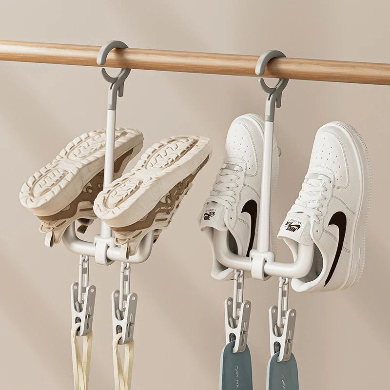 阳台晾鞋架晒袜夹防风挂钩防风扣子鞋袜晾晒架鞋子两用便捷可旋转