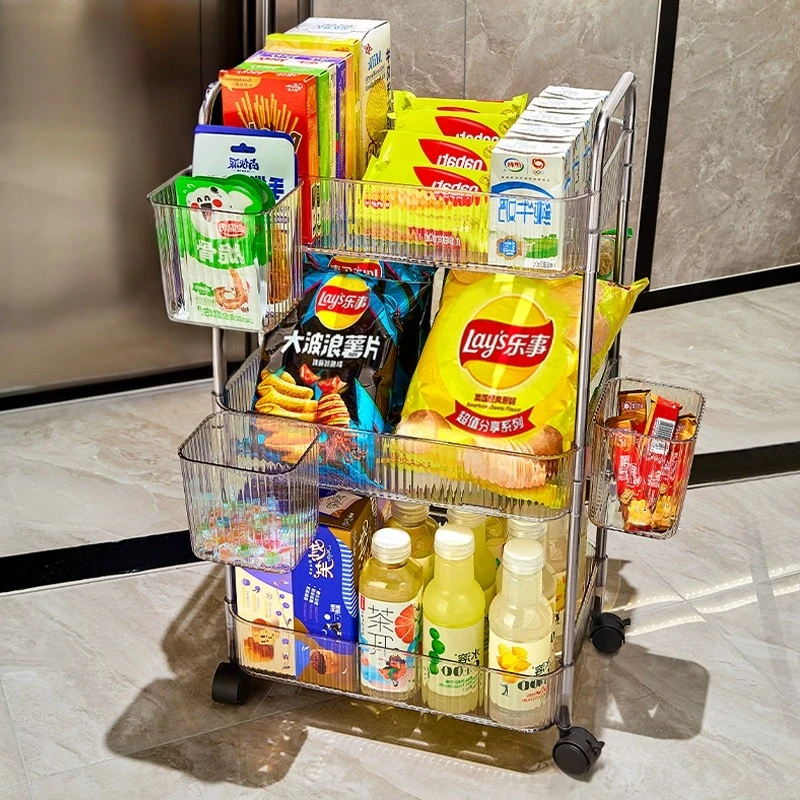 亚克力零食置物架子客厅家用小推车落地零食柜收纳盒多层收纳架子