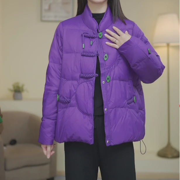 白鸭绒羽绒服冬季保暖立领洋气外套女士