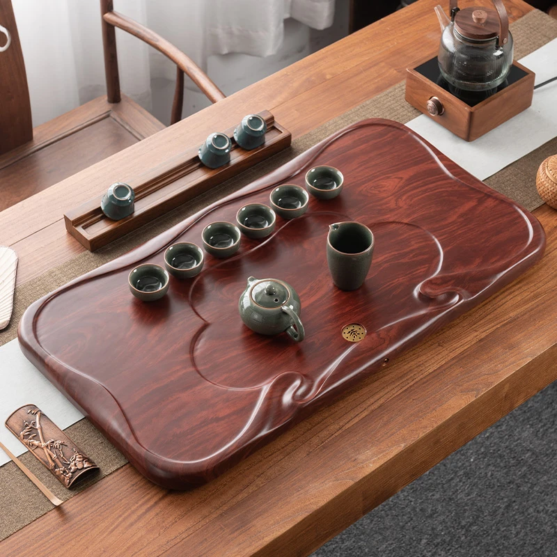 2024高档茶具全套实木茶盘家用排水式办公室整块仿花梨木茶台托盘