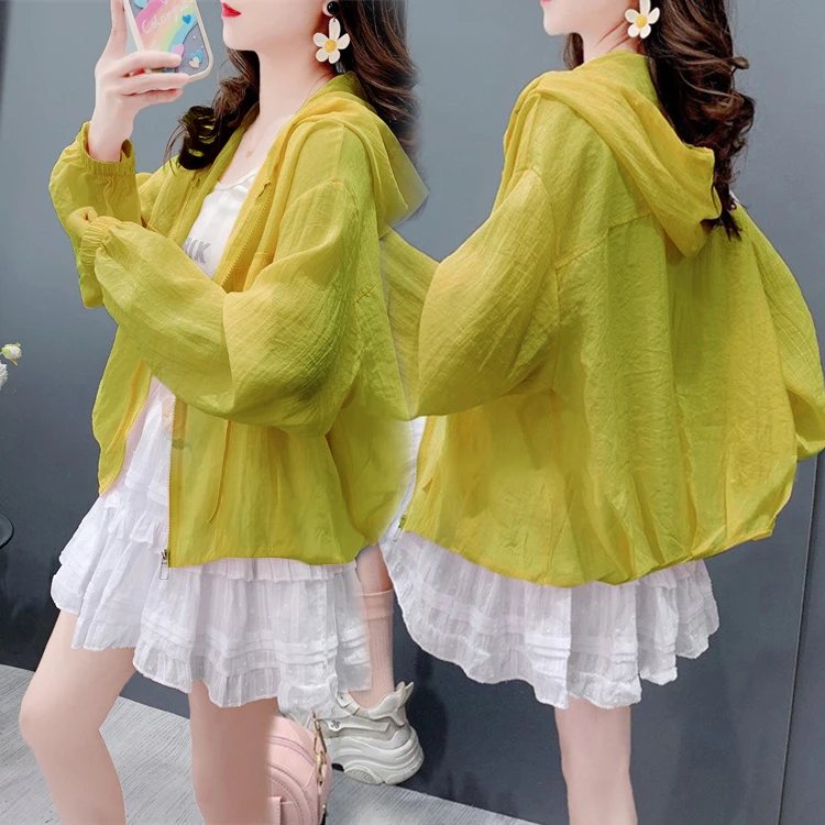 轻薄透气连帽防晒衣女夏季薄款新款宽松显瘦大码开衫外套上衣ins