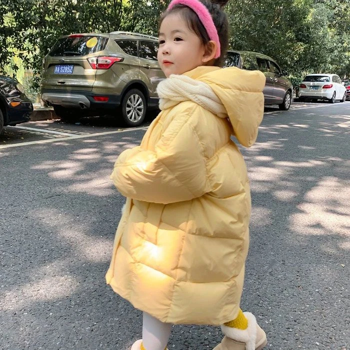 女童2023冬装新款中小童儿童羽绒服中长款棉衣棉服宝宝加厚外套