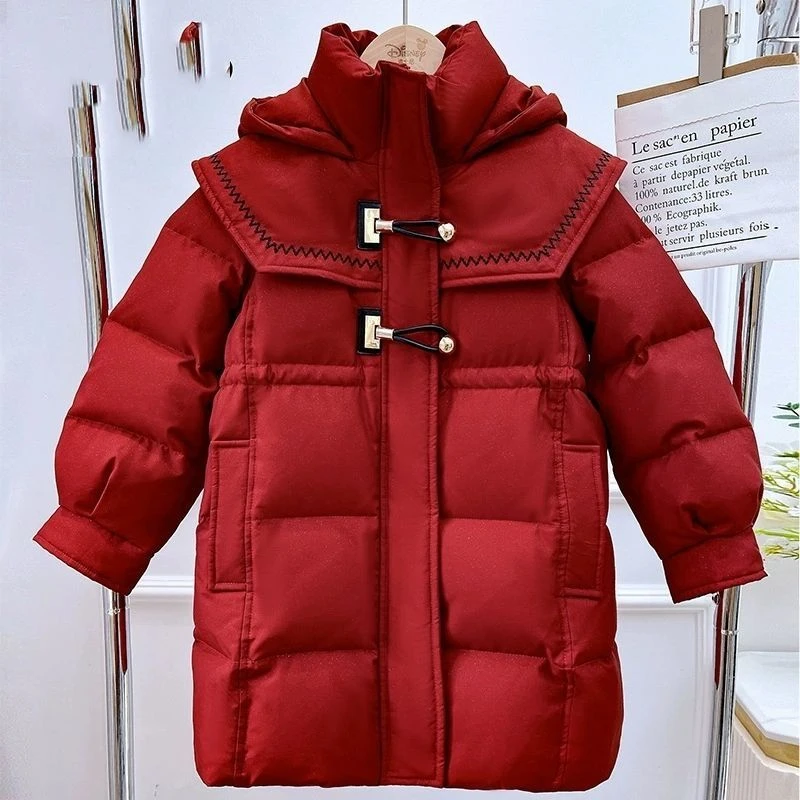 女童棉服2023新款韩版洋气收腰中长款时髦棉袄加厚儿童羽绒服潮