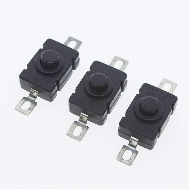 2脚平脚 手电筒按钮开关 1.5A 250V 自锁按键一开一关 尺寸18*12