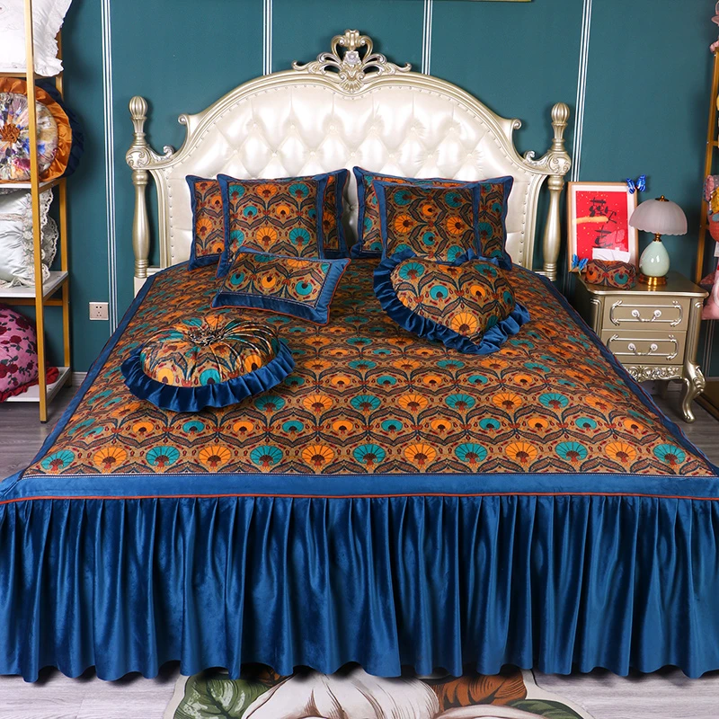 【安娜床盖3件套】加厚安娜豪华床盖三件荷兰绒防滑床欧式1.8*2米