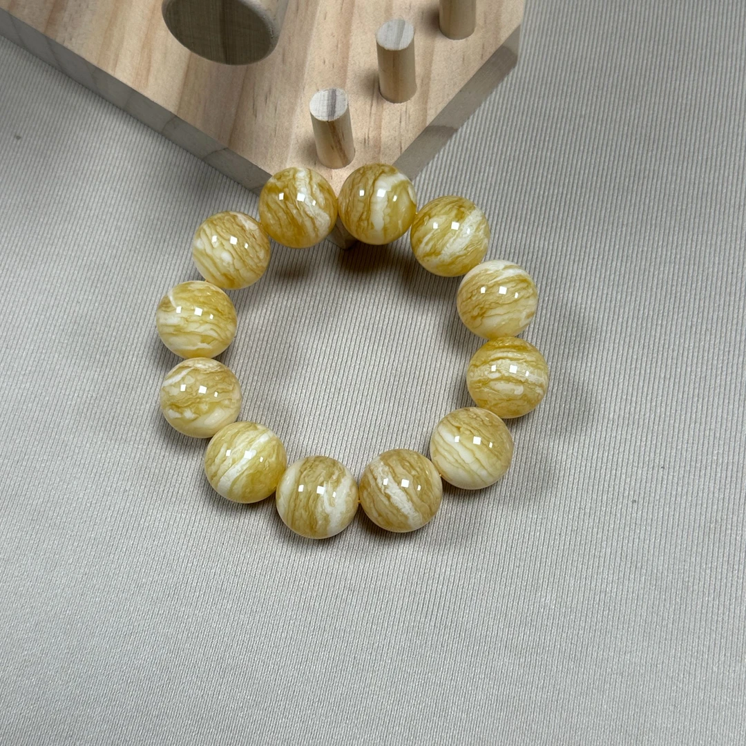 【大小姐珠宝】天然蜜蜡同料虎皮千层顺纹20mm珠宝玉石