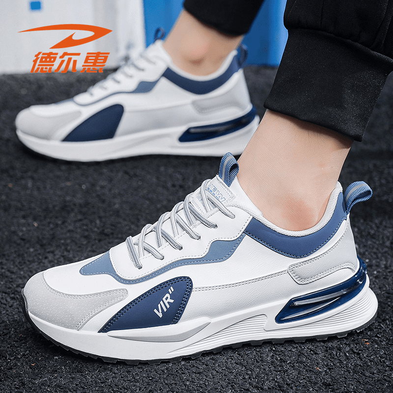 德尓惠男鞋2023秋冬季加绒保暖潮流百搭休闲鞋软底皮面运动跑步鞋