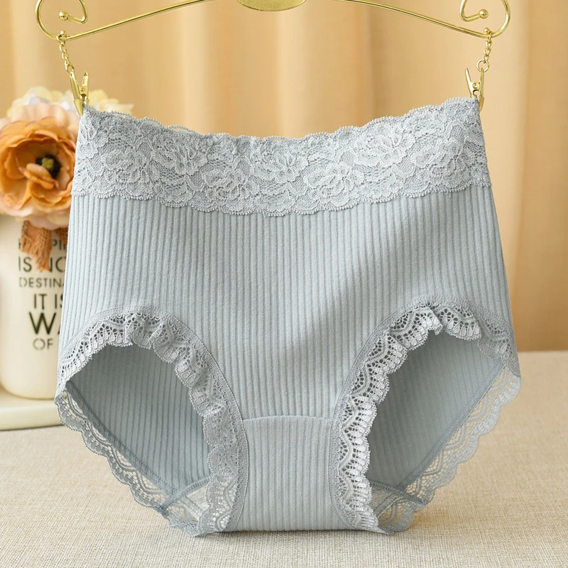 女士内裤女2025新款性感高腰纯色棉蕾丝边包臀大码女生三角裤头