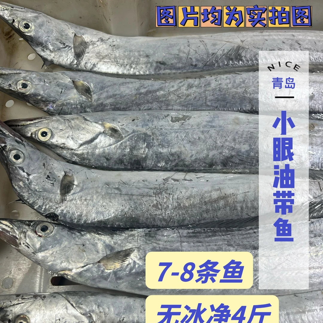 【6条加2条试吃共8条4斤】小眼油带鱼速冻有划痕个别破肚