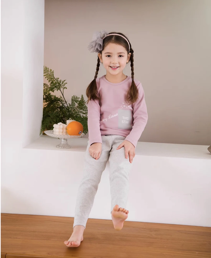 断码清蓝狗家95%加厚棉儿童保暖内衣套装女童宝宝秋冬秋衣秋裤