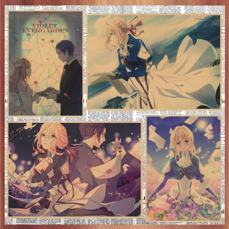 包邮二次元动漫海报 紫罗兰永恒花园 复古牛皮纸装饰墙画壁画