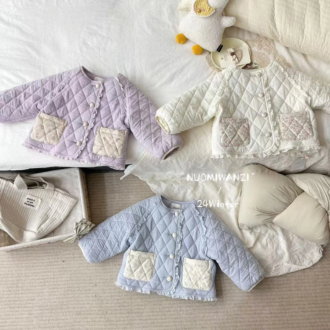 丸子十【现货】儿童韩系百搭夹棉花边外套（冬款）WZJ-9063