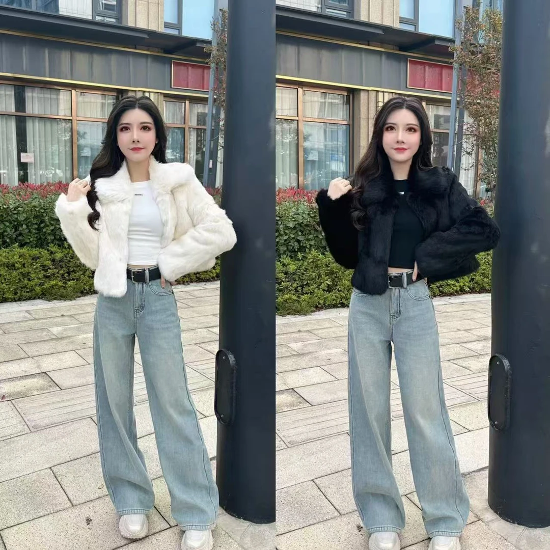 真真：定制短款「黑金系列」进口兔毛皮 短外套