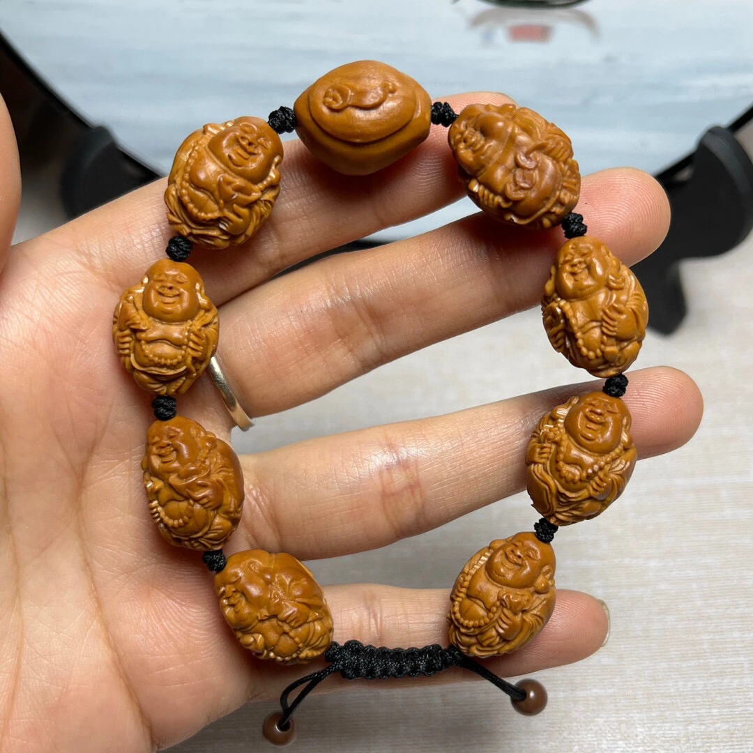 小弥勒手串手链橄榄核雕刻文玩工艺品核雕