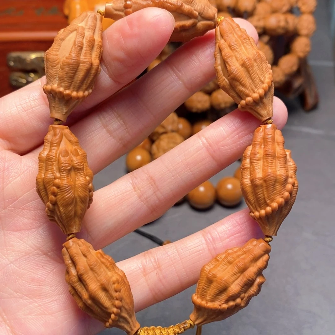 橄榄核核雕佛手手串