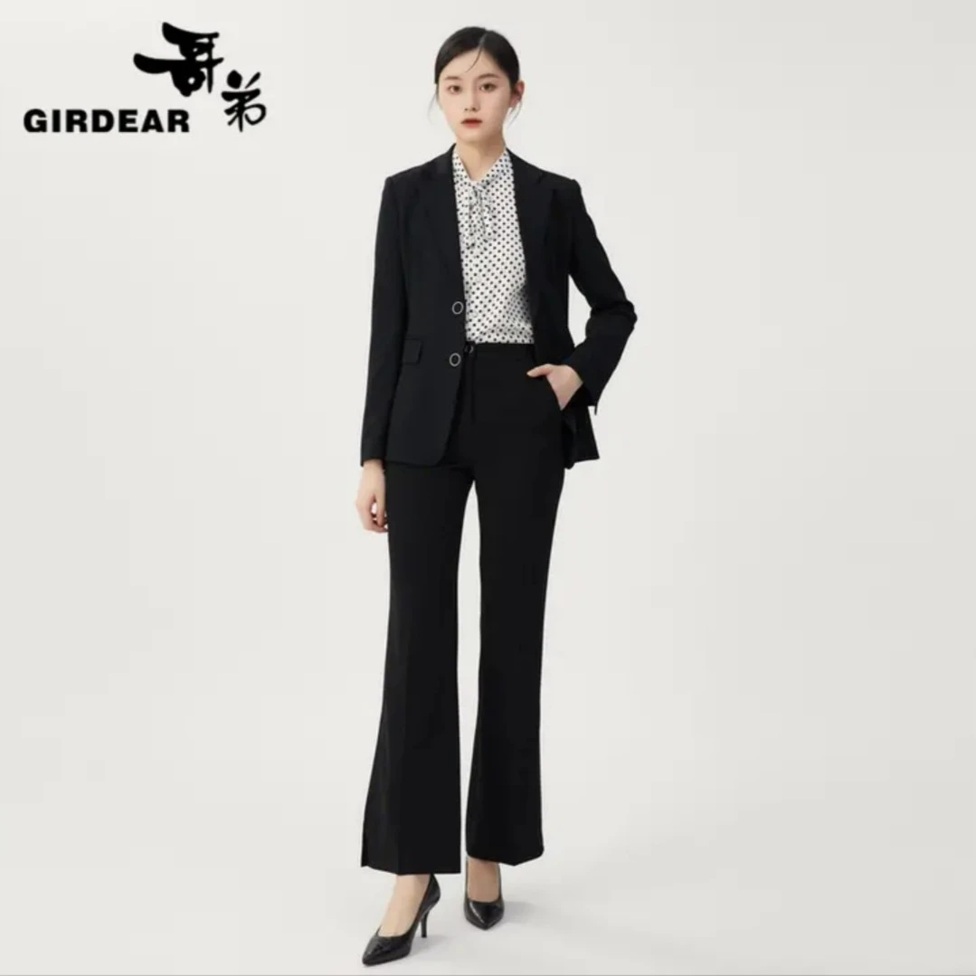 GIRDEAR/哥弟新款修身纯色长袖两粒扣显瘦西装外套1400423