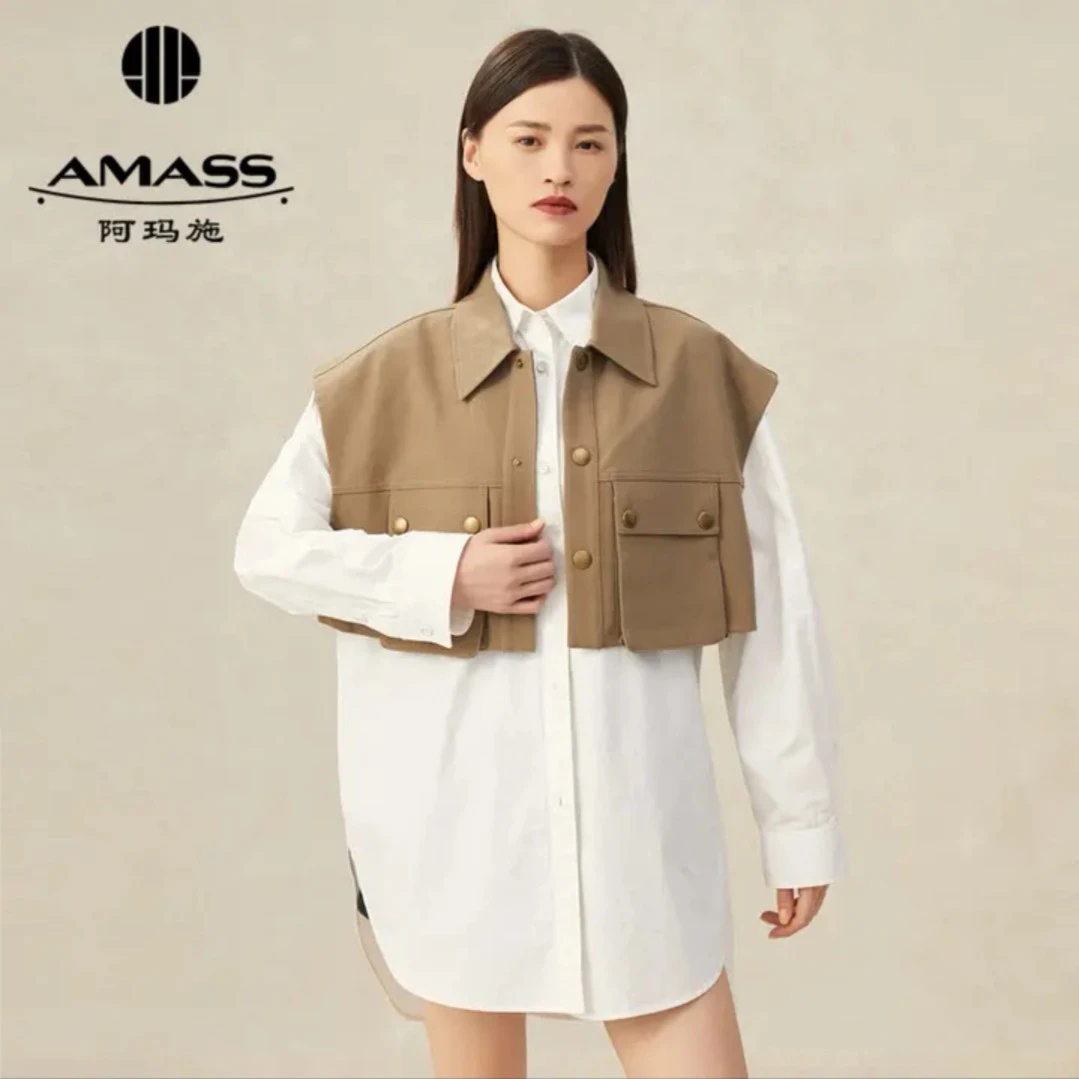 AMASS/阿玛施宽松纯色秋季休闲时尚潮流春夏户外造型马甲5400706