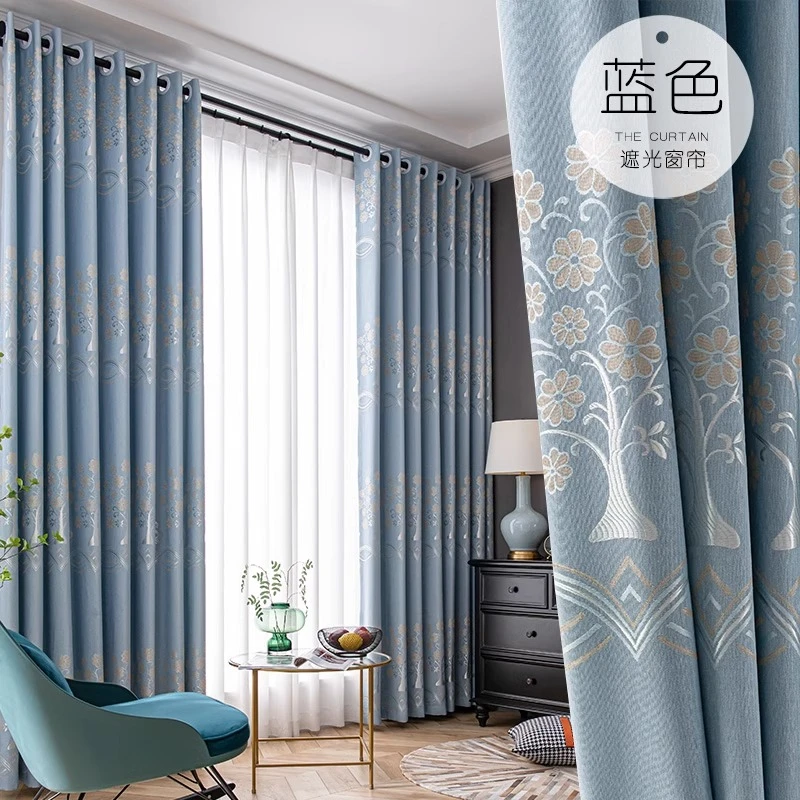 窗帘2025新款卧室遮光成品现代简约出租房客厅隔热防晒提花布加高