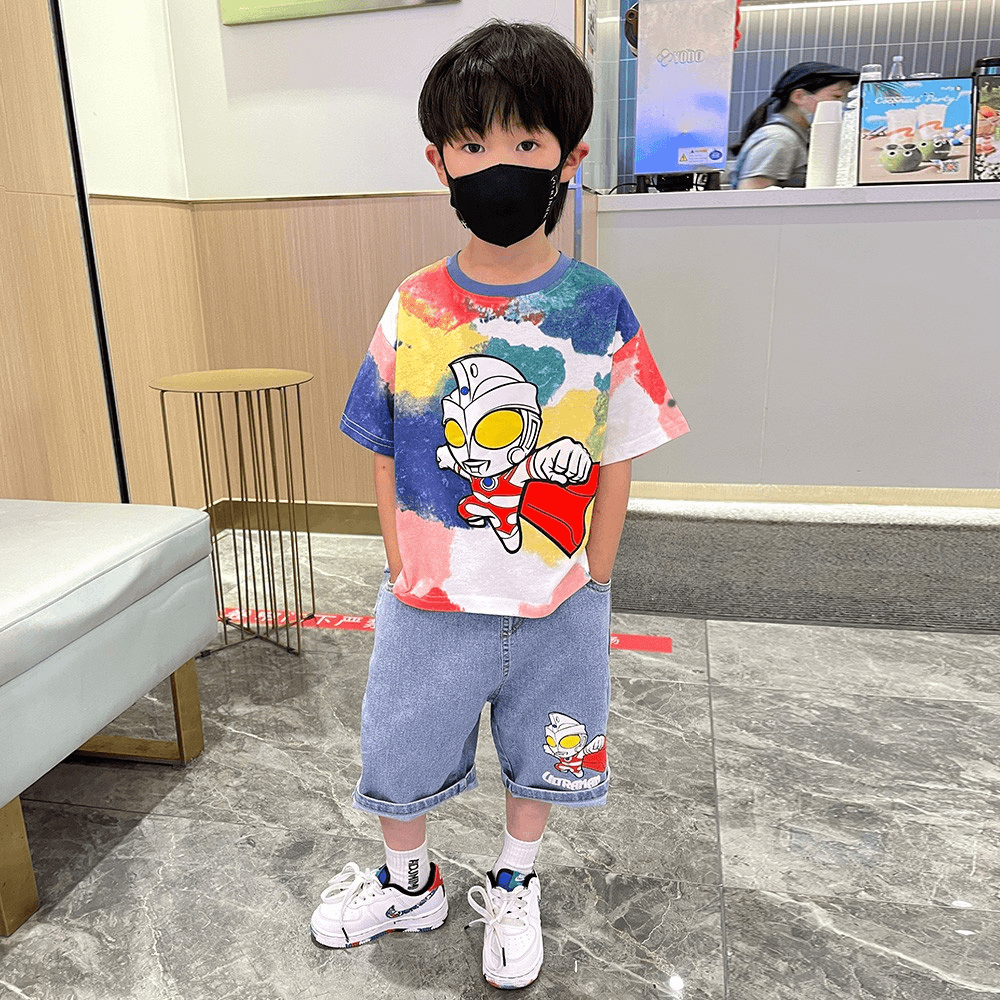 奥特曼衣服3-6男童夏装套装新款洋气宝宝儿童酷帅炸街短袖童装潮
