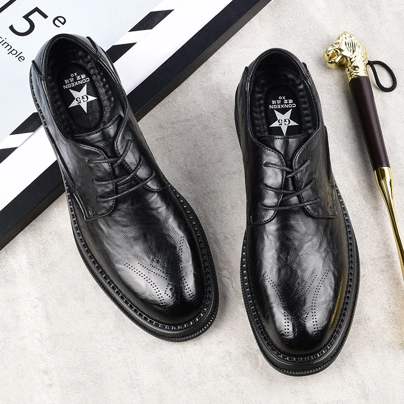 2024时尚爆款精工布洛克雕花工艺软底软面真皮牛皮商务休闲皮鞋男