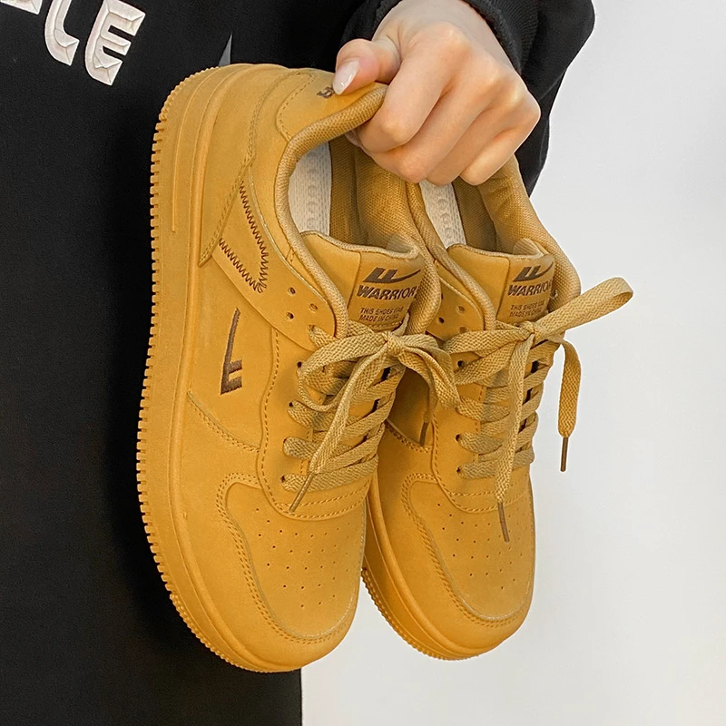 回力小麦色男鞋秋季小白鞋学生ins潮流百搭复古小众情侣厚底板鞋