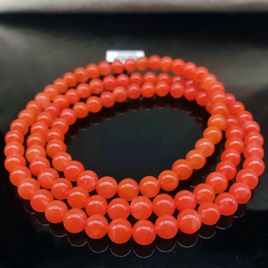 【一达】南红保山冰红高货多圈长链8mm（一条）