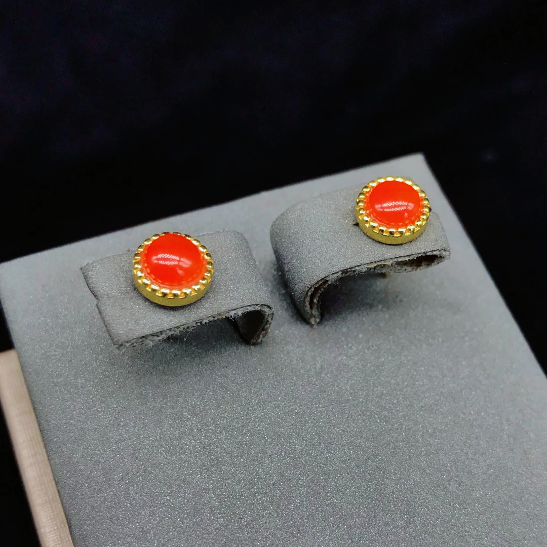 【小雪】南红保山冰红货头精美百搭耳钉（不含证书）