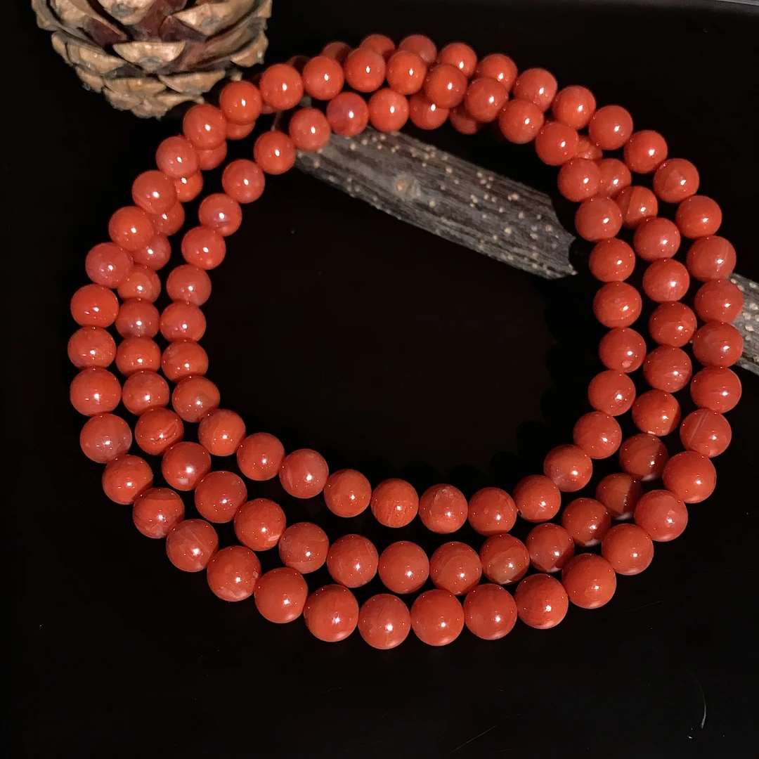 【鼎利源】南红瓦西素圈轻奢百搭多圈7mm