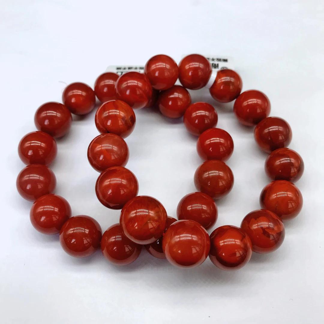 【小雪】南红四川瓦西高货牛血红百搭手串15mm【多样式发其一】