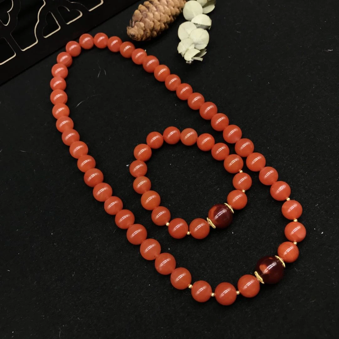 【小雪】南红保山滴水洞典藏级18k金镶嵌diy套装11mm（一套）