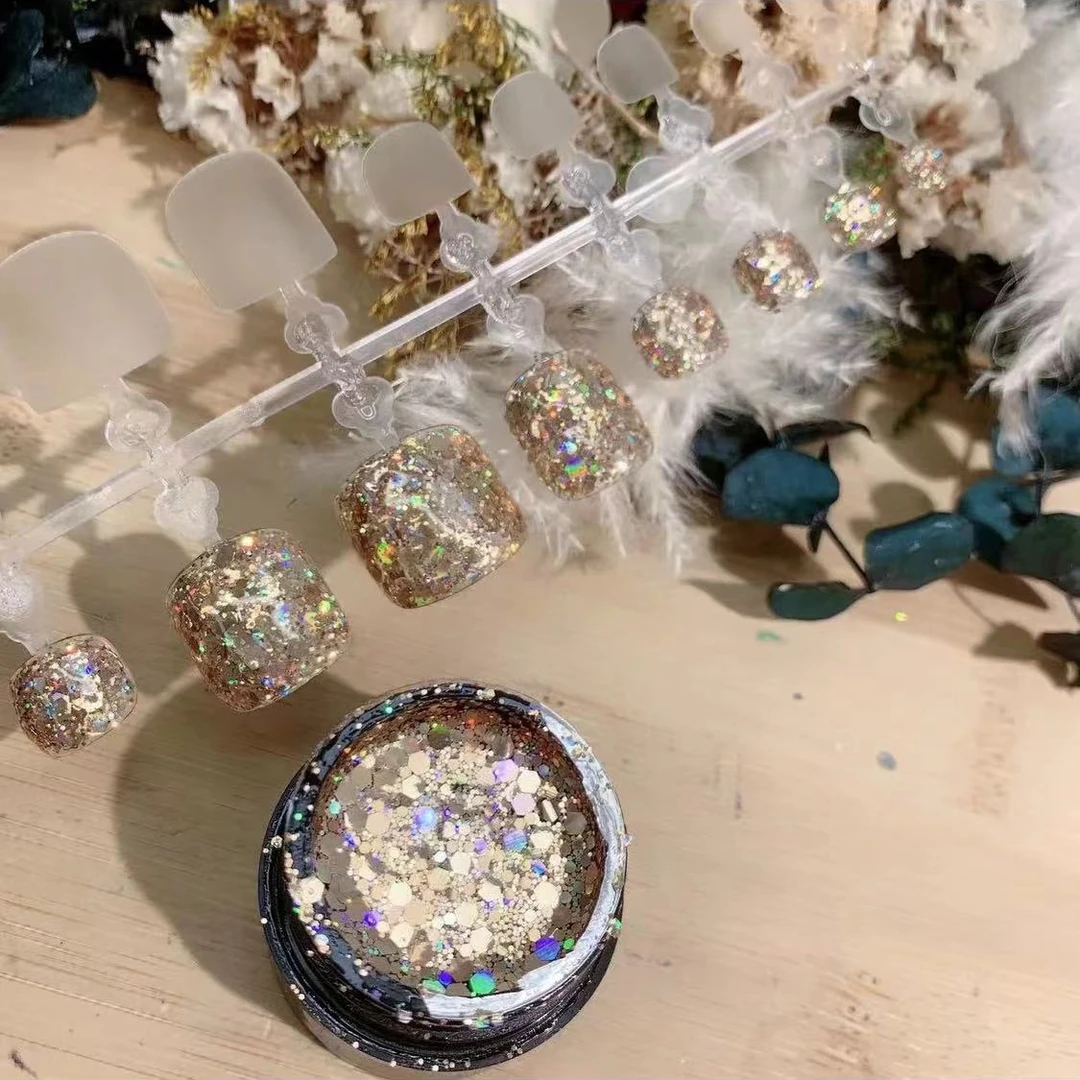 美甲灌装星空金闪胶