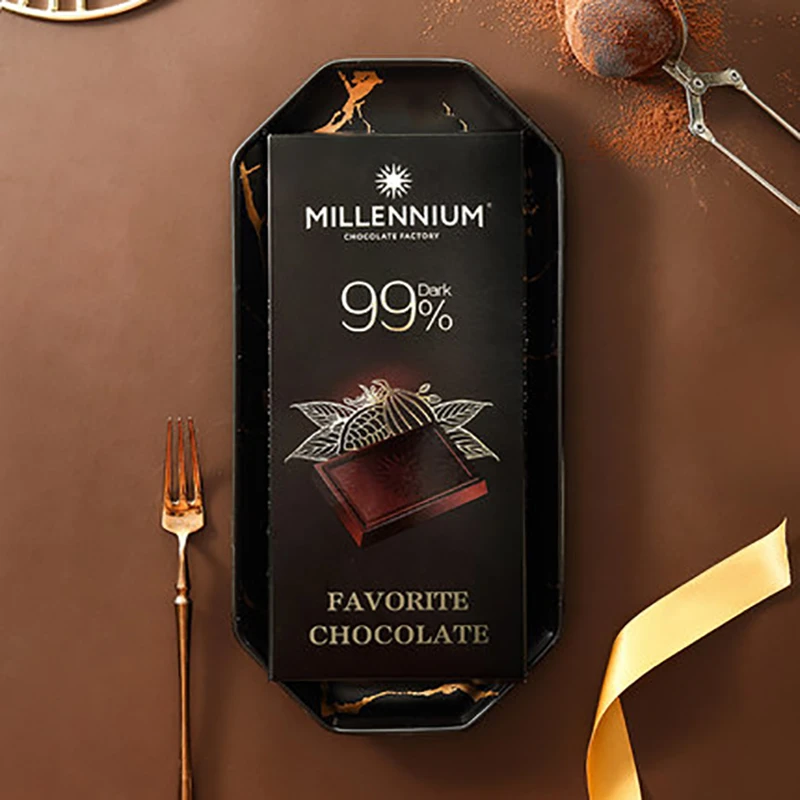美莲侬MILLENNIUM 80%99%纯黑巧克力排块100g 零食烘焙原材料盒装