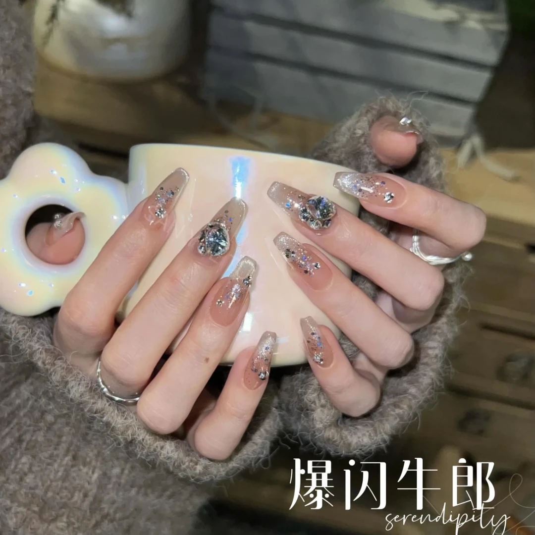 【爆闪牛郎】纯手工穿戴甲高级轻奢穿戴式美甲贴短款显白百搭美甲