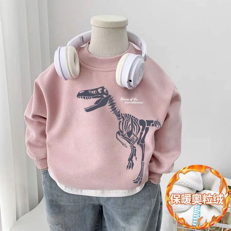 新款男童加绒卫衣秋冬款洋气宝宝一体绒上衣中厚帅气儿童奥粒绒潮