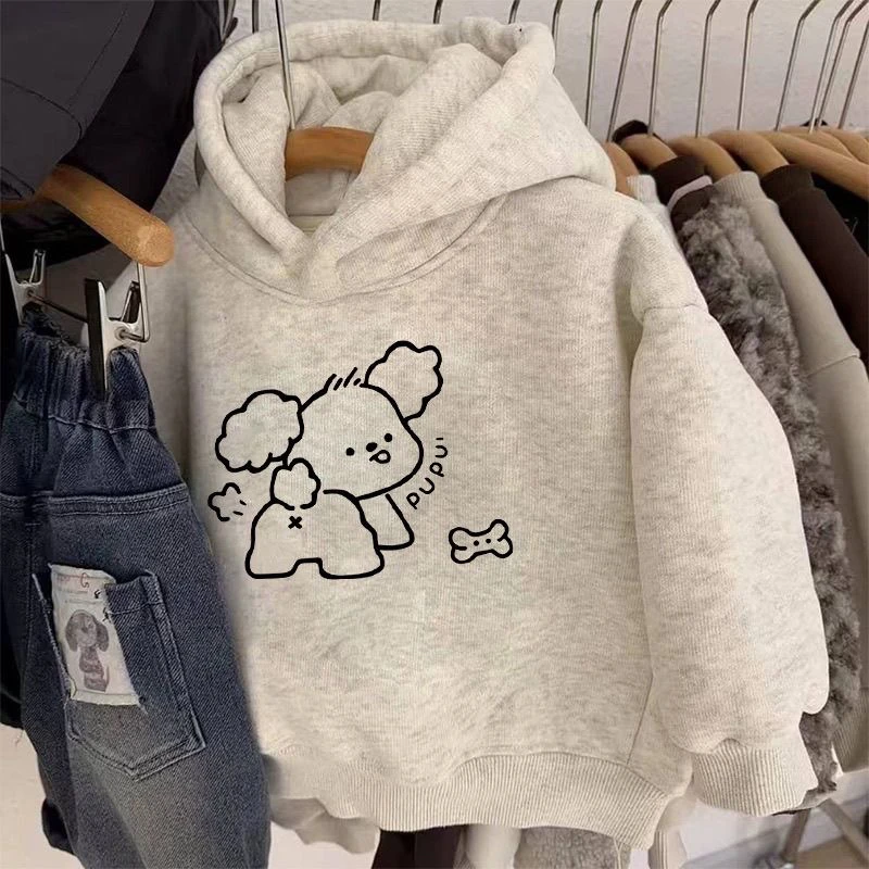 一体绒男童加绒连帽卫衣外套2024秋冬新款中小童儿童保暖宝宝上衣