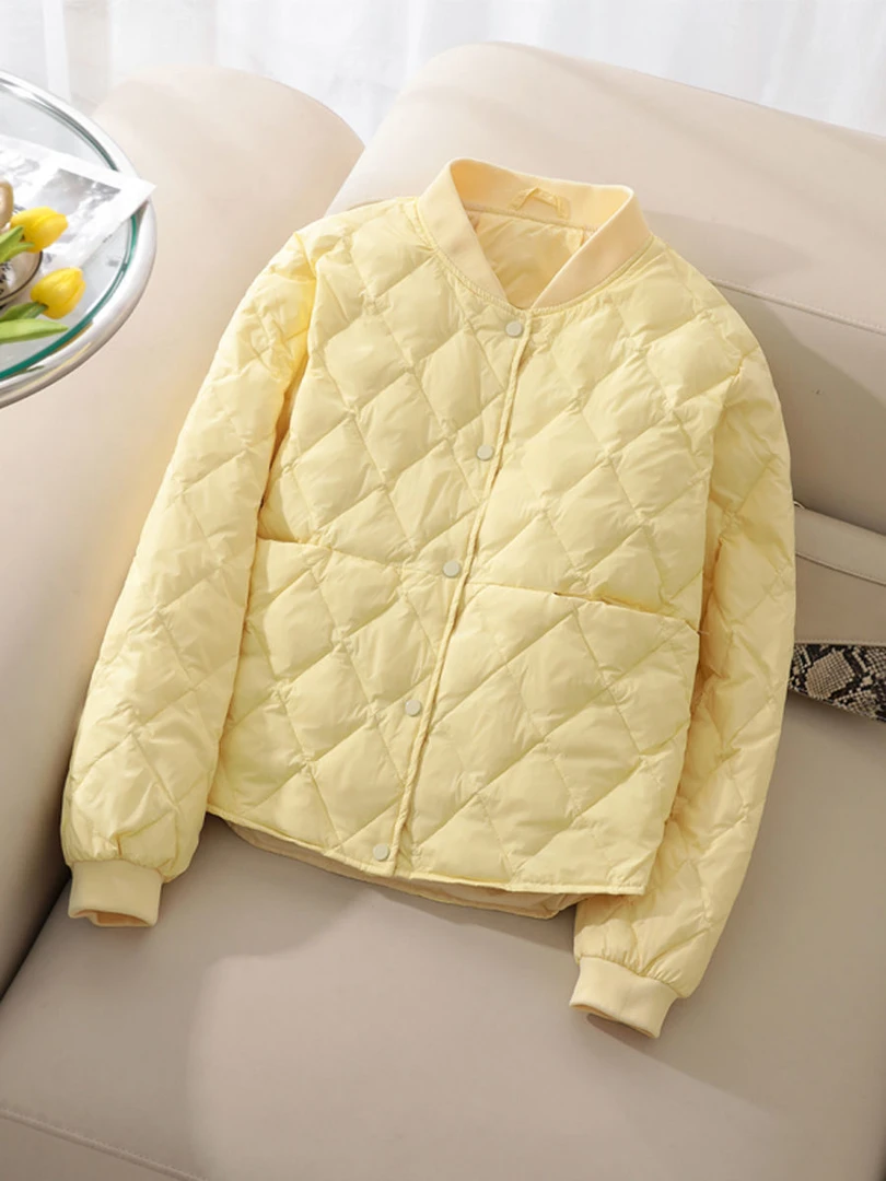 波司澄小个子轻薄羽绒服女短款薄款轻便菱格宽松立领棒球服显瘦秋