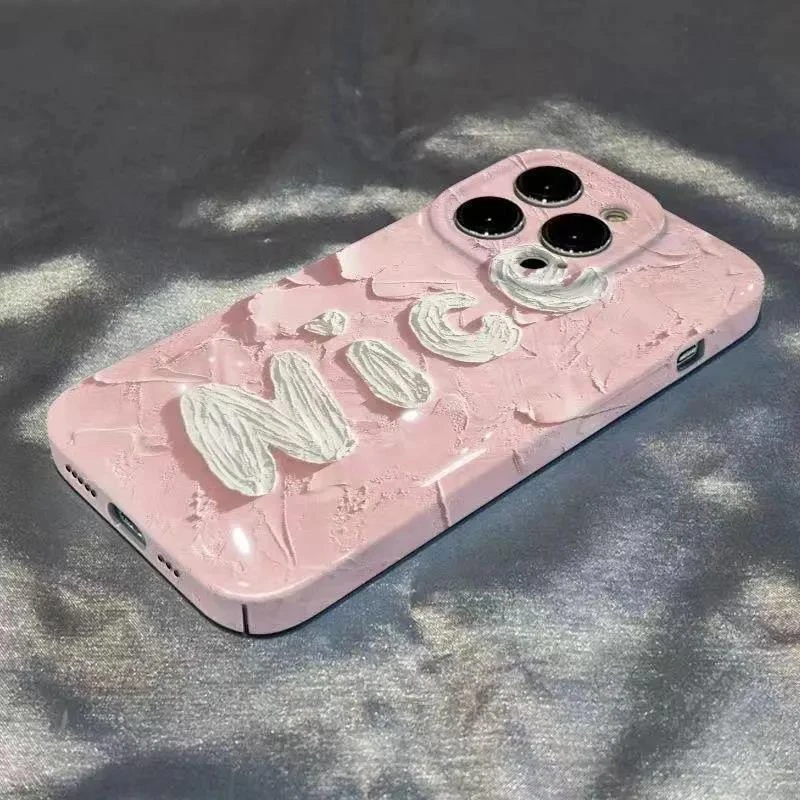 壳适用【苹果华为oppovivo小米】菲林全包粉色油画手机硬壳ins手