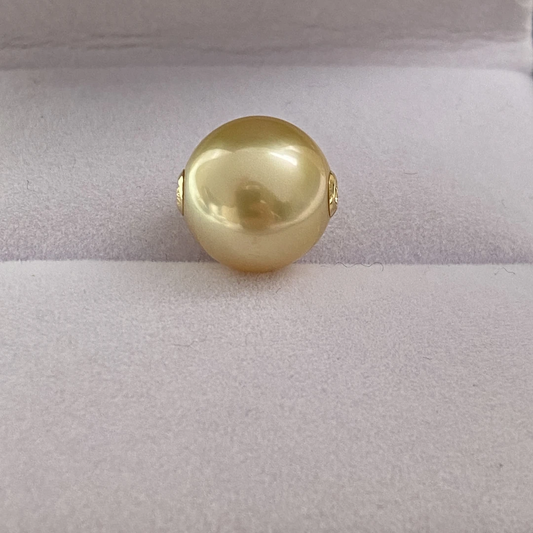 海水南洋金珍珠气质黄色优质简约18k金路路通转运珠锁骨链10-11mm