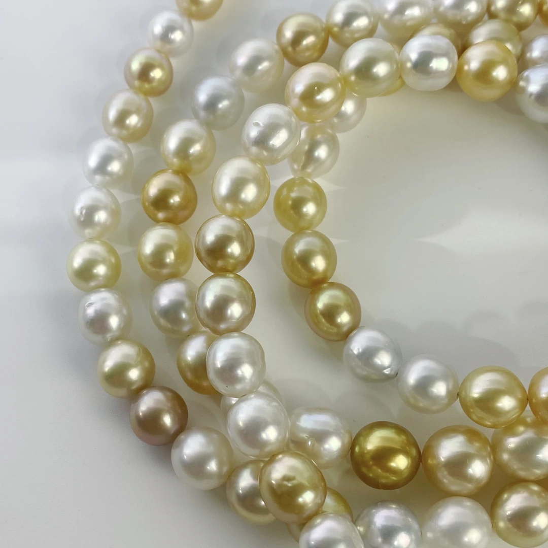 海水白蝶项链混彩巴洛克满珠串链金色白色跳色系列（多样性发1条