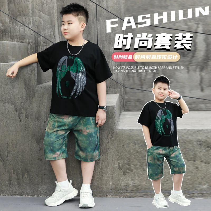 胖童装男童夏装套装2024新款夏款运动胖男孩夏季中大童加肥加大潮