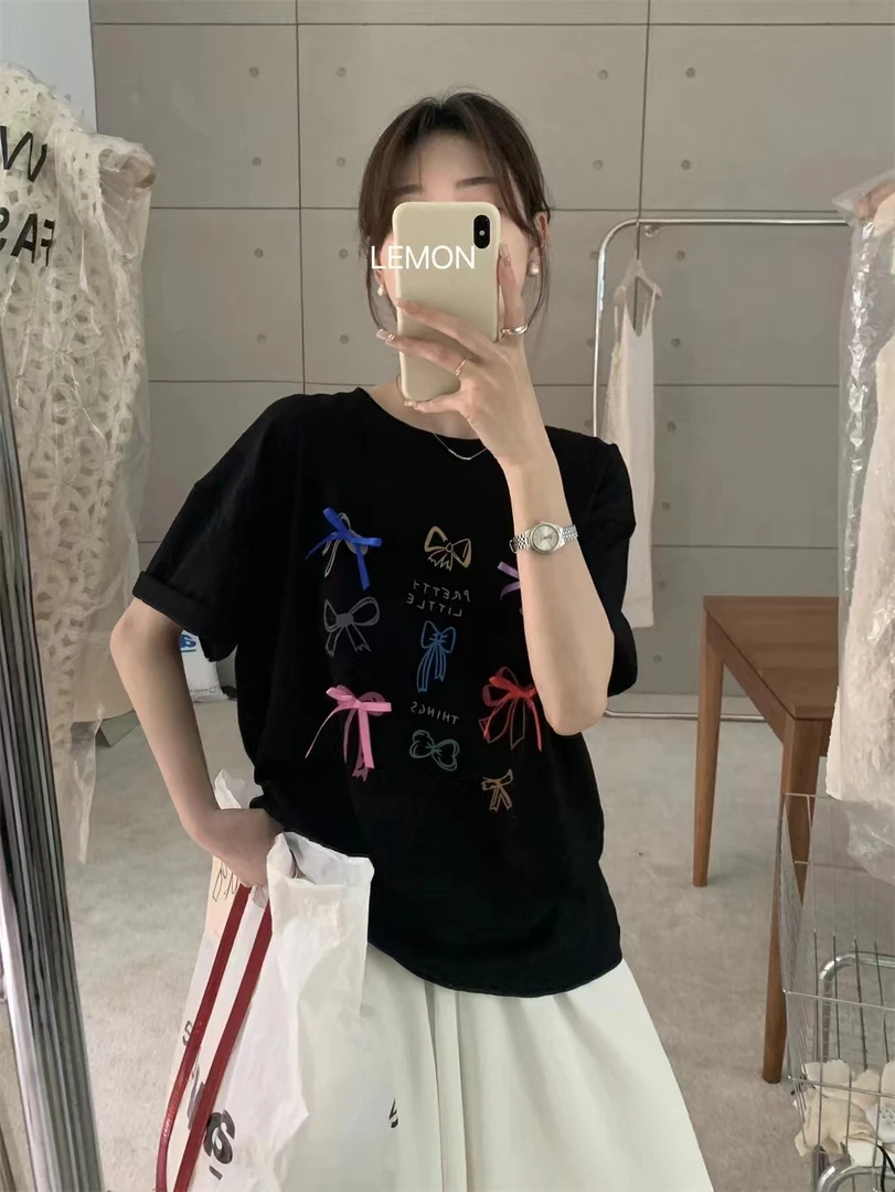 Nice lN  彩色蝴蝶结纯棉T