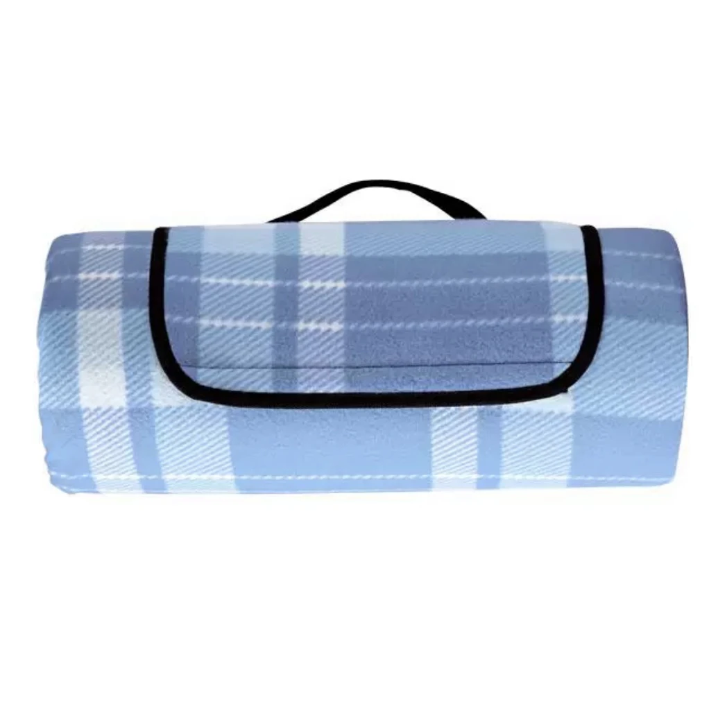 《小华外贸》约200x200 天蓝色格子植绒便携野餐垫 发一个