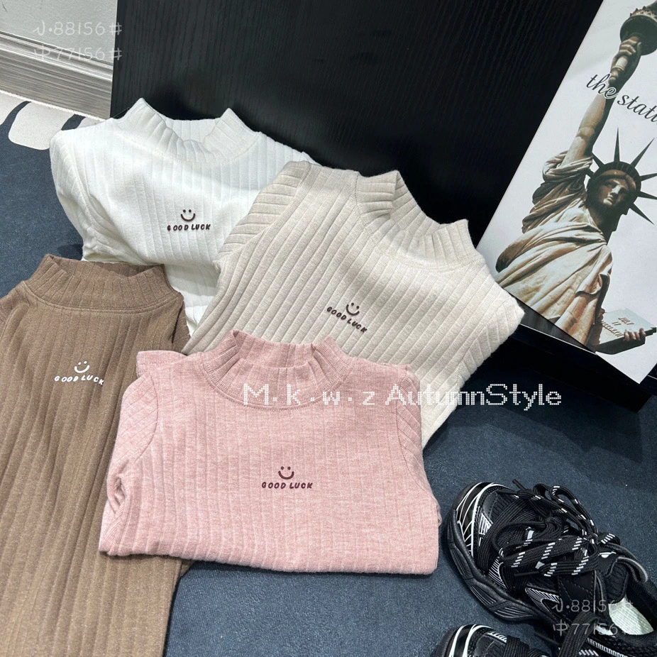 秋冬女童加绒打底衫咖色百搭儿童T恤