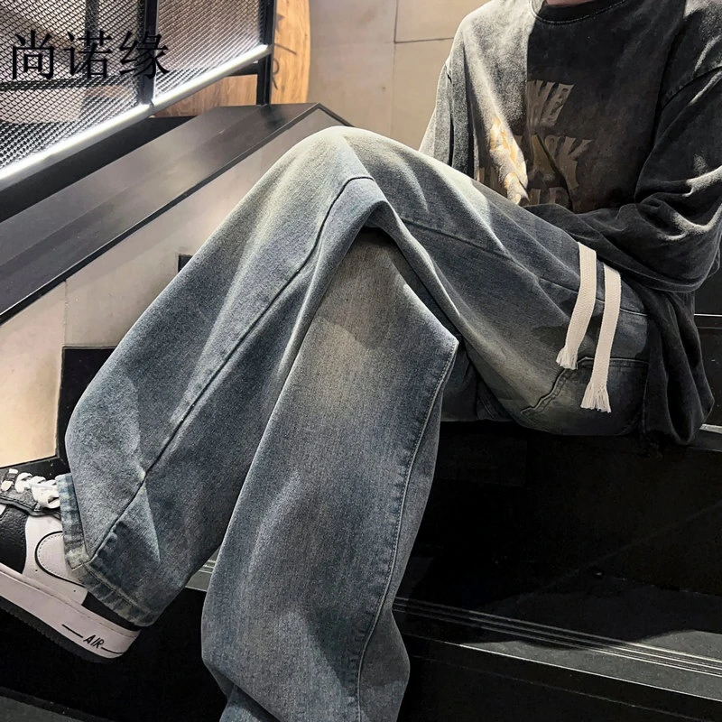 牛仔裤男款春秋季直筒宽松潮牌ins阔腿高街百搭休闲美式休闲裤子