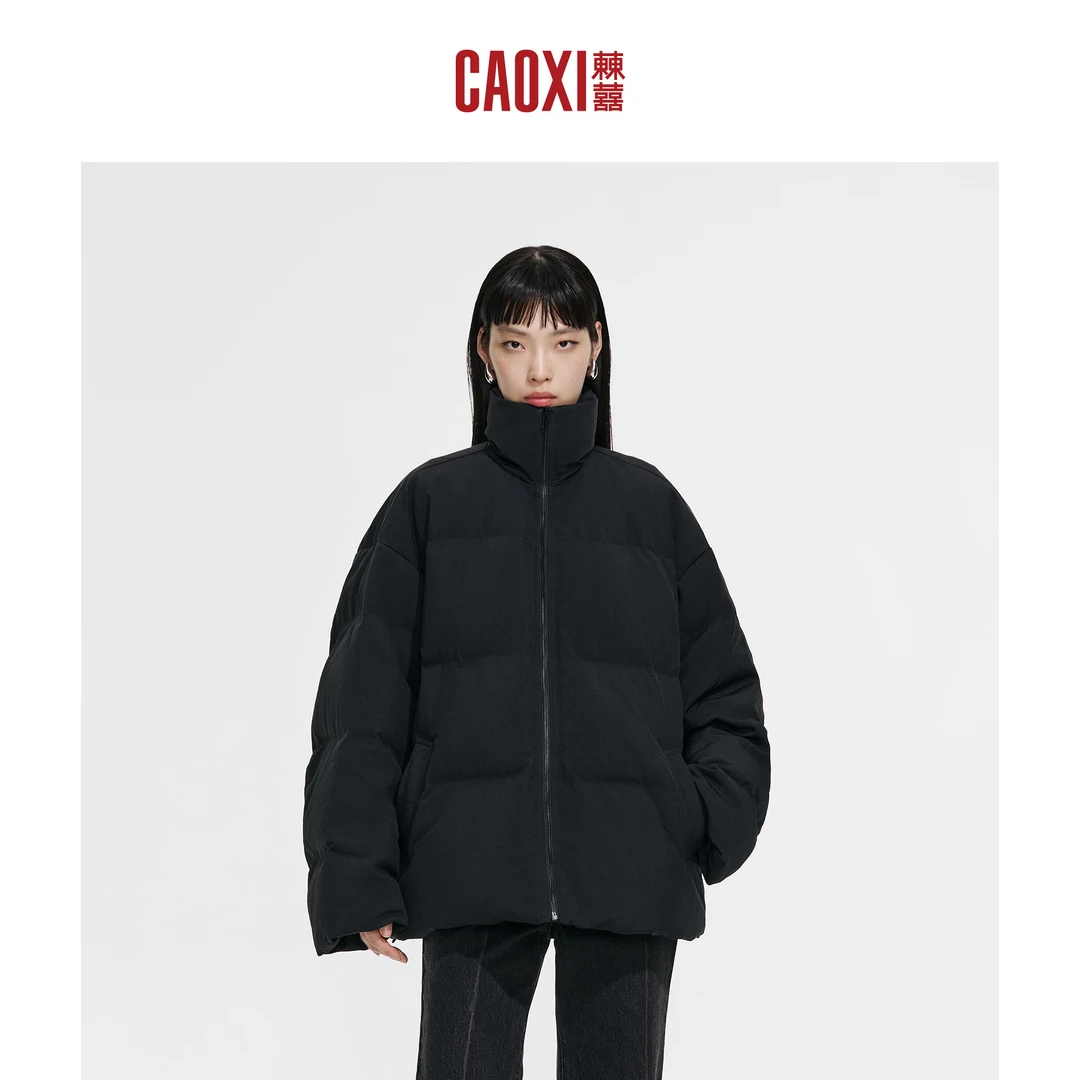 CAOXI㯥囍 2024冬季新款国风中式立领廓形一手长羽绒外套