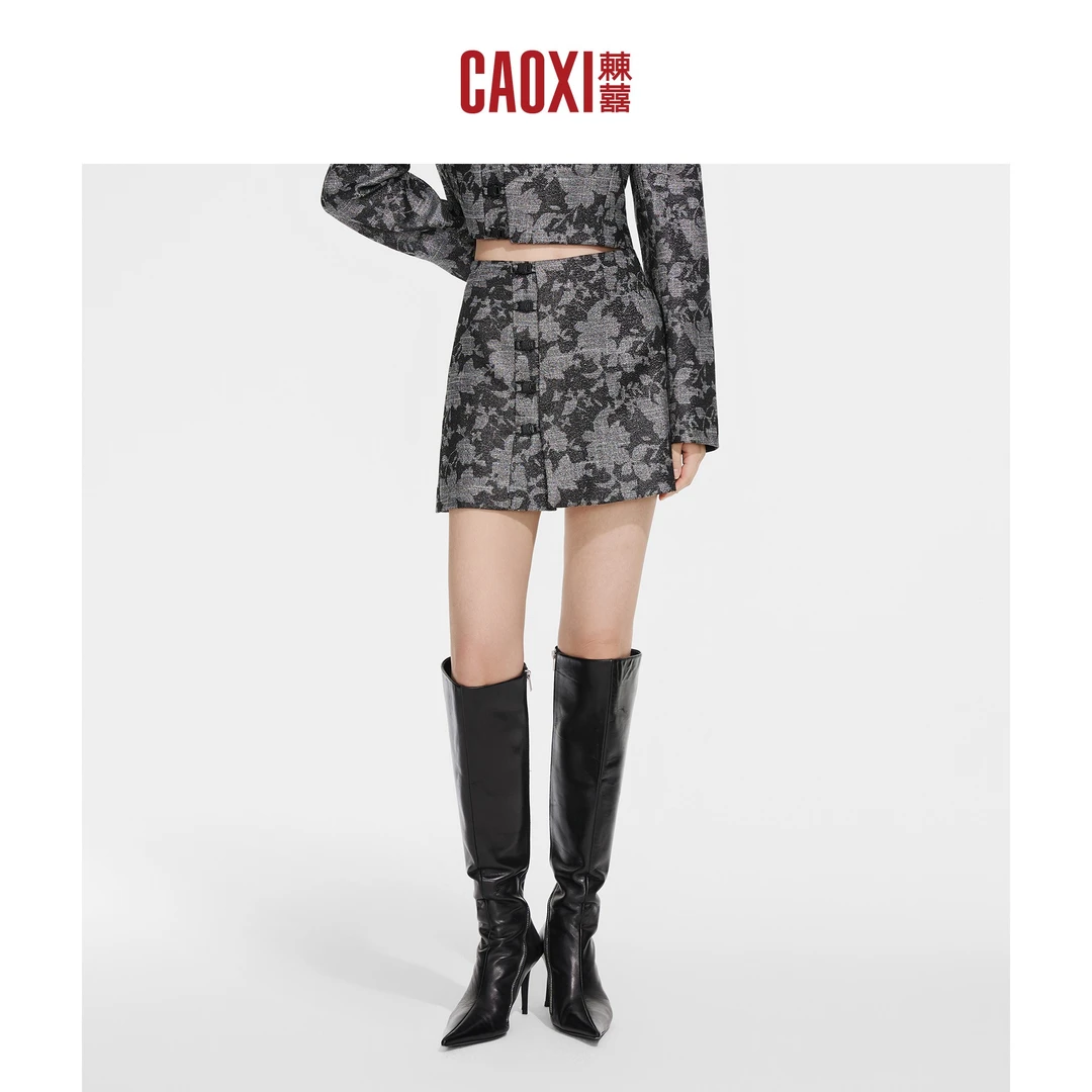 CAOXI㯥囍2024秋季新品国风新中式设计款祥云图案轻薄半身裙女