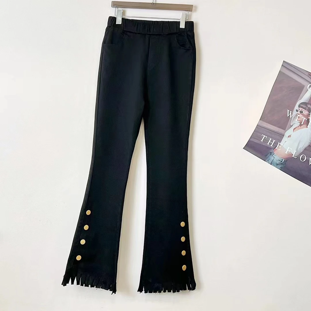 大码女装2025春季新款高腰微喇叭裤胖妹妹宽松弹力打底牛仔裤高弹