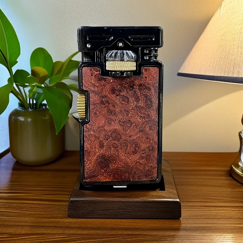 缅甸花梨满留疤木香浓郁古典创意煤油砂轮复古红木打火机
