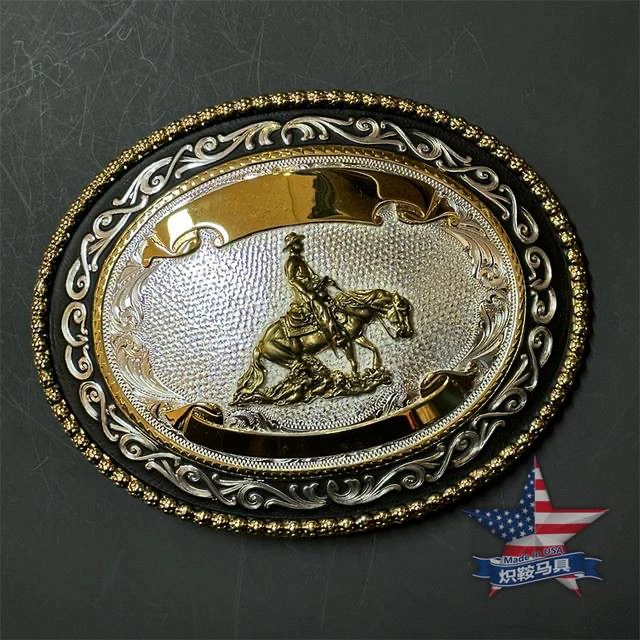 Made in USA 2024新款美国蒙大拿巴扣哈雷西部牛仔男女银皮带扣头